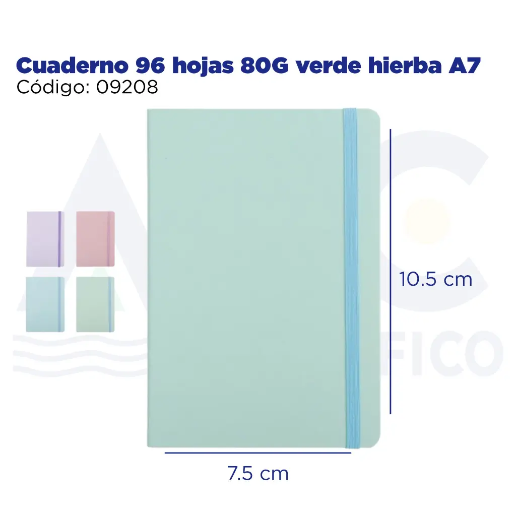 Cuaderno 96 hojas 80G verde hierba A7