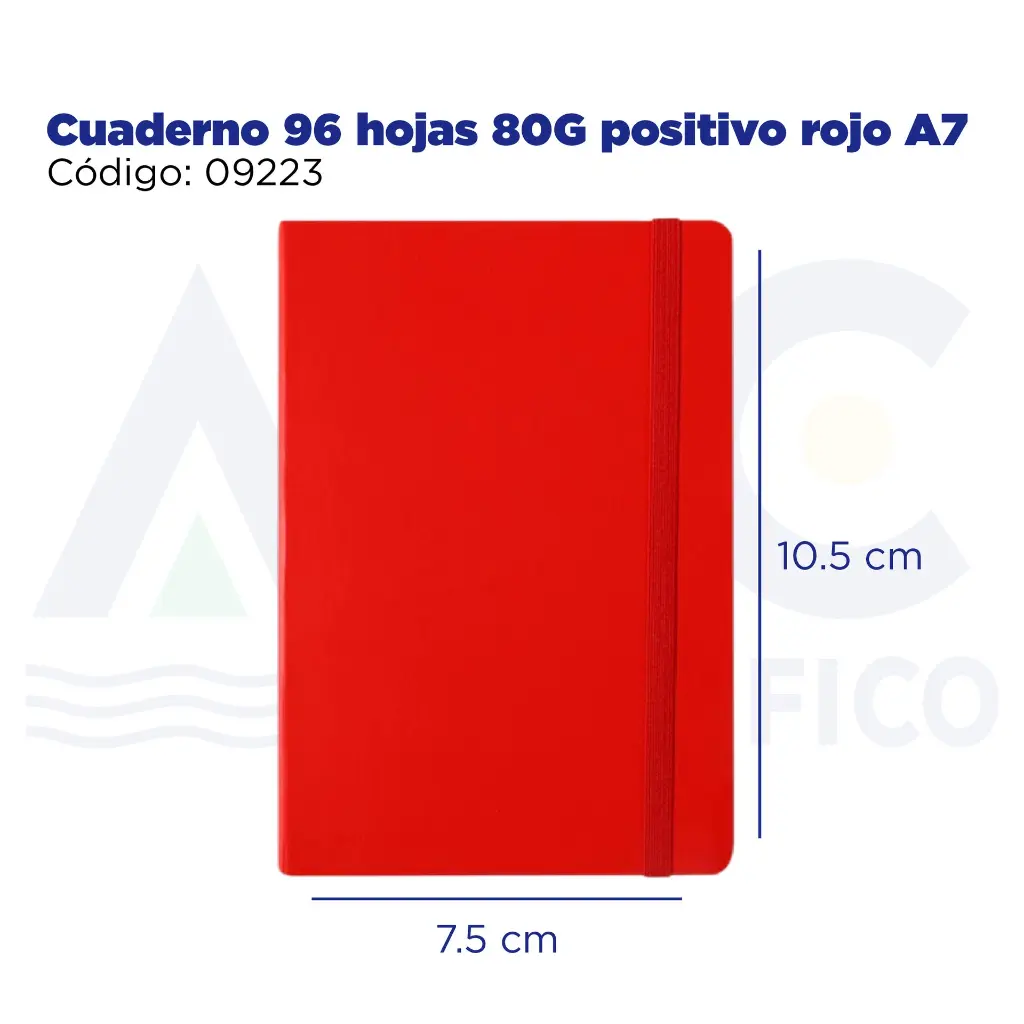 Cuaderno 96 hojas 80G positivo rojo A7