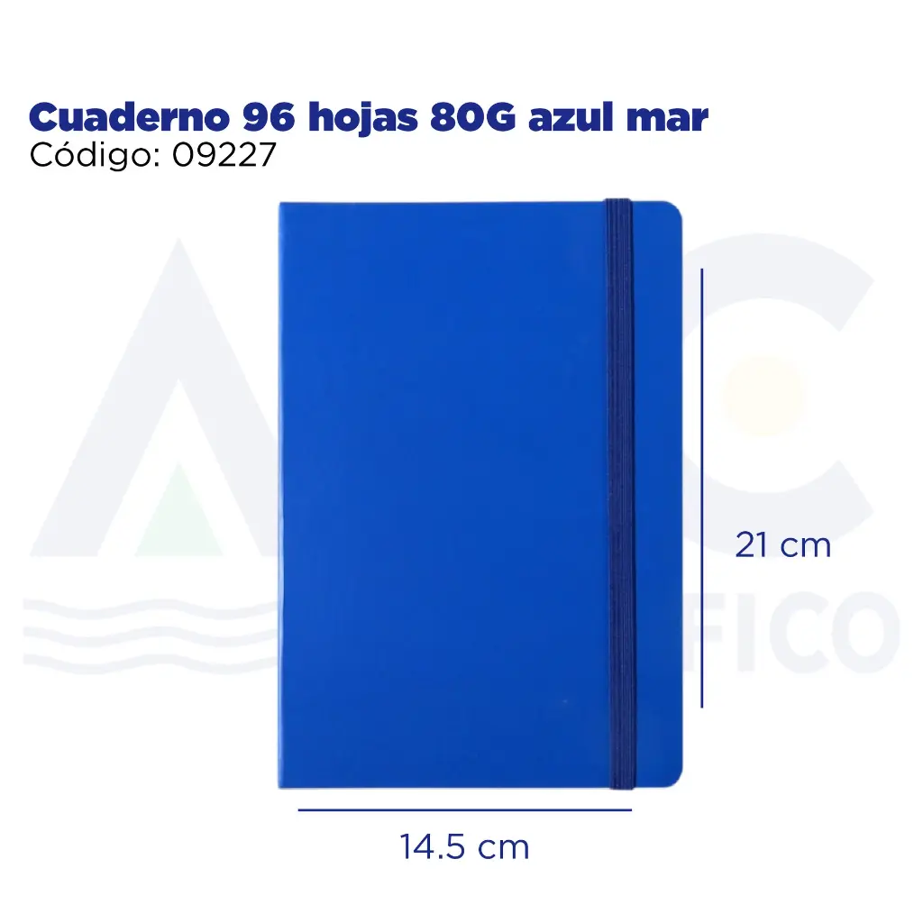 Cuaderno 96 hojas 80G azul mar