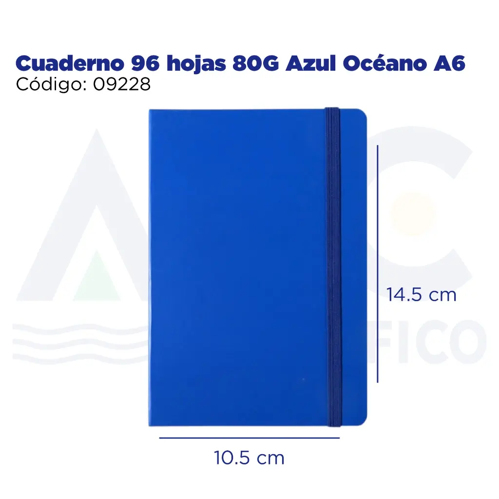 Cuaderno 96 hojas 80G Azul Océano A6
