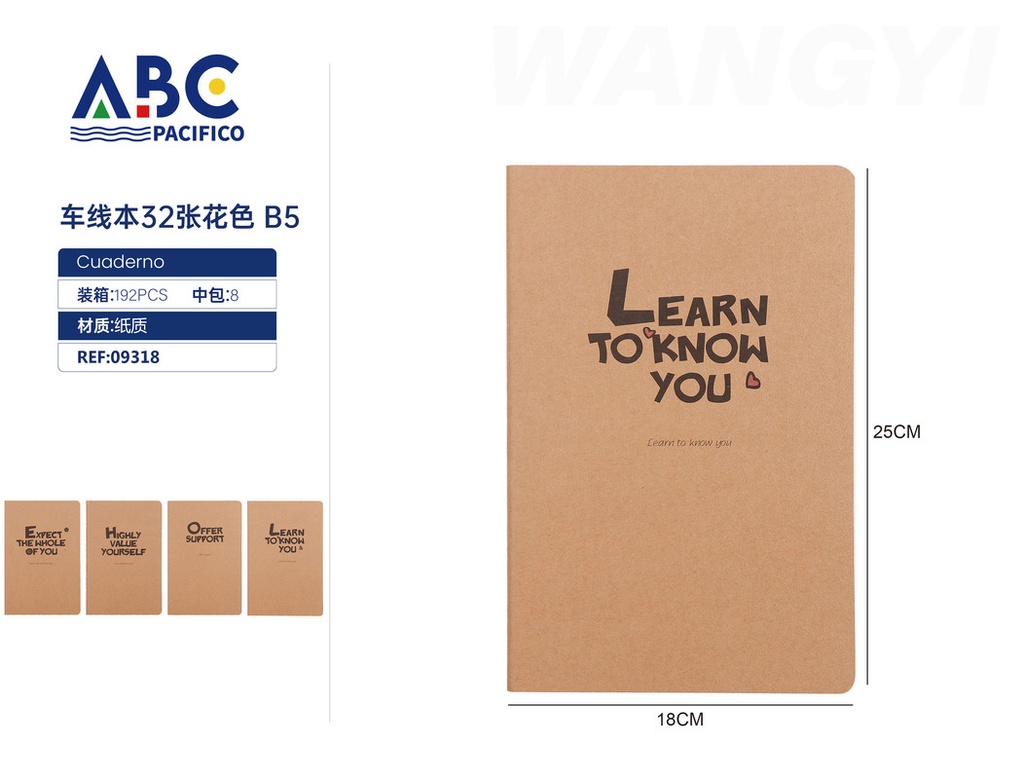Cuaderno de notas 32 hojas decoradas Learn to know you 18*25cm