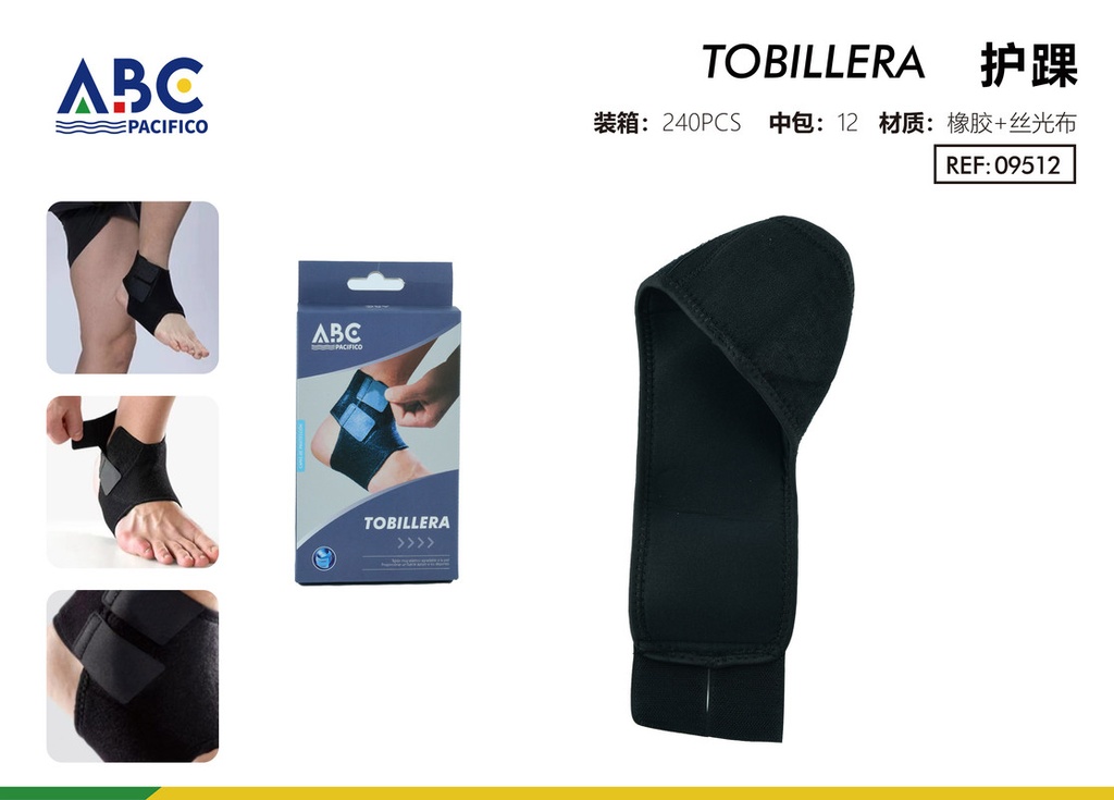 Tobillera negra con velcro