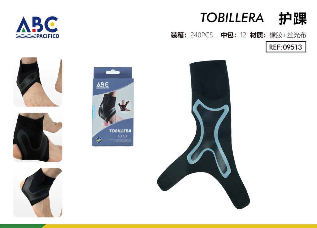 Tobillera negra con velcro