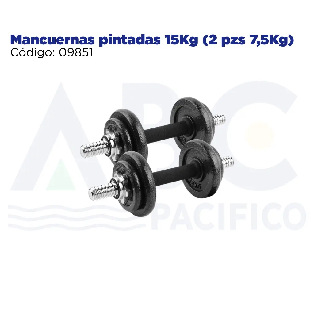 Mancuernas pintadas 15Kg (2 pzs 7,5Kg)