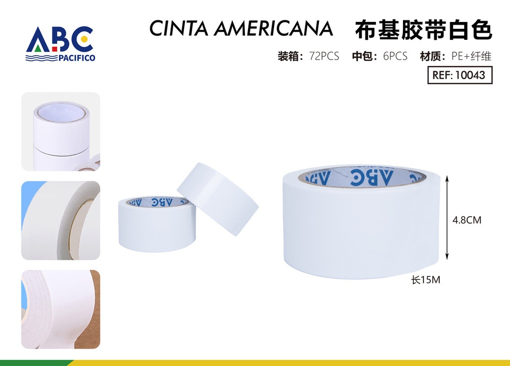 Cinta adhesiva americana blanca 4.8*5