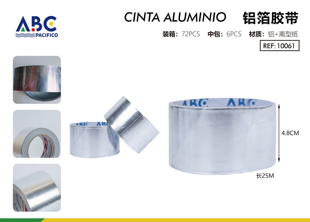 Cinta adhesiva de aluminio 4.8*25