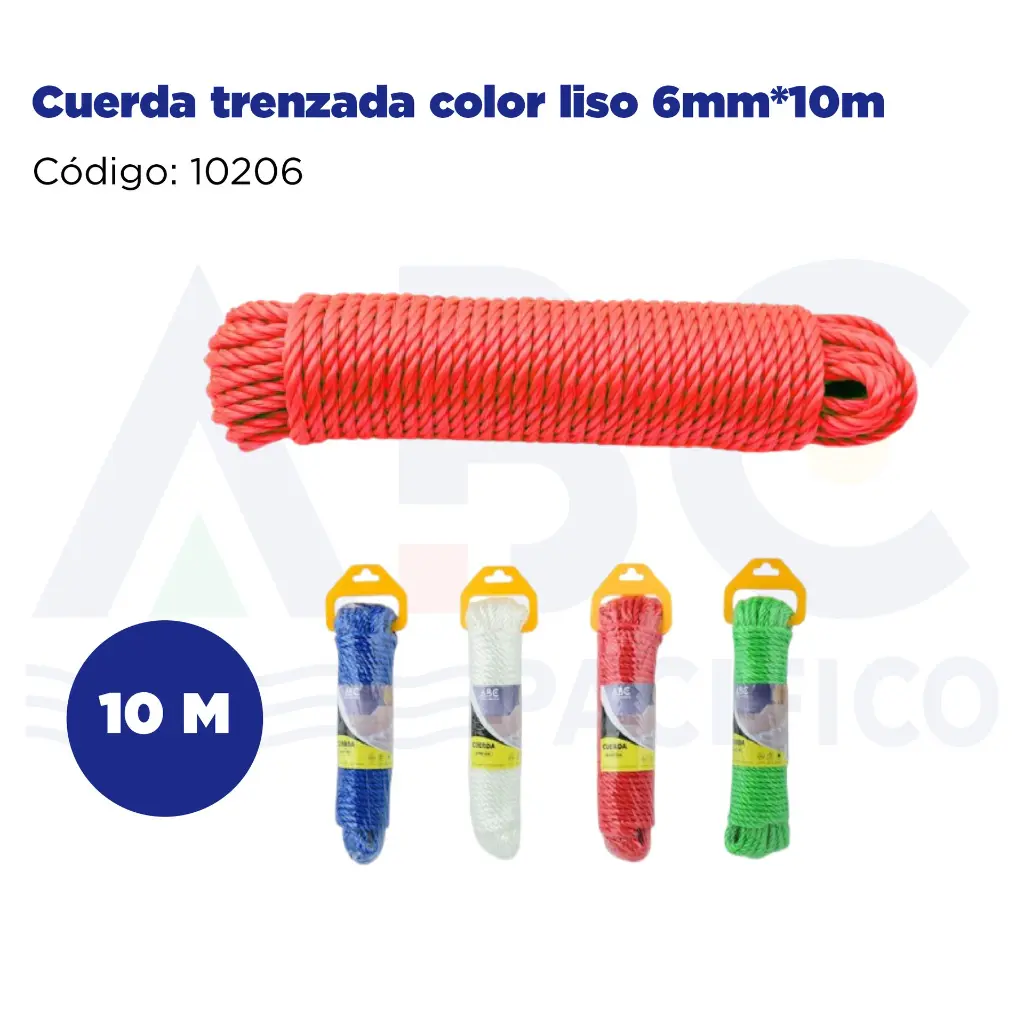 Cuerda trenzada color liso 6mm*10m