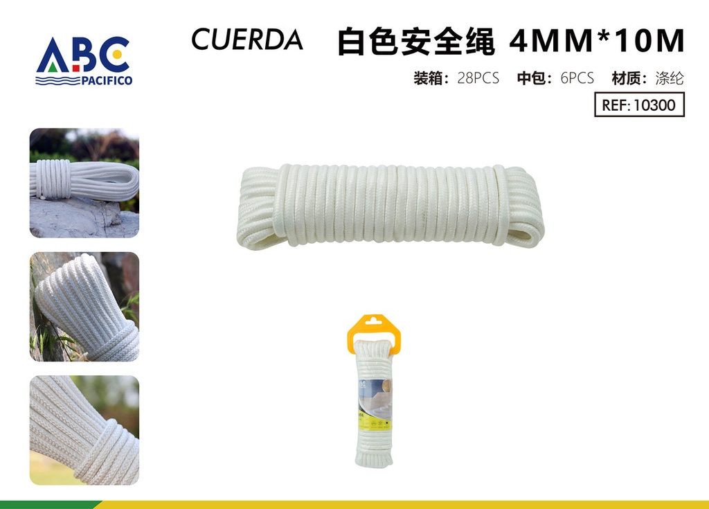 Cuerda de seguridad blanca 4mm*10m