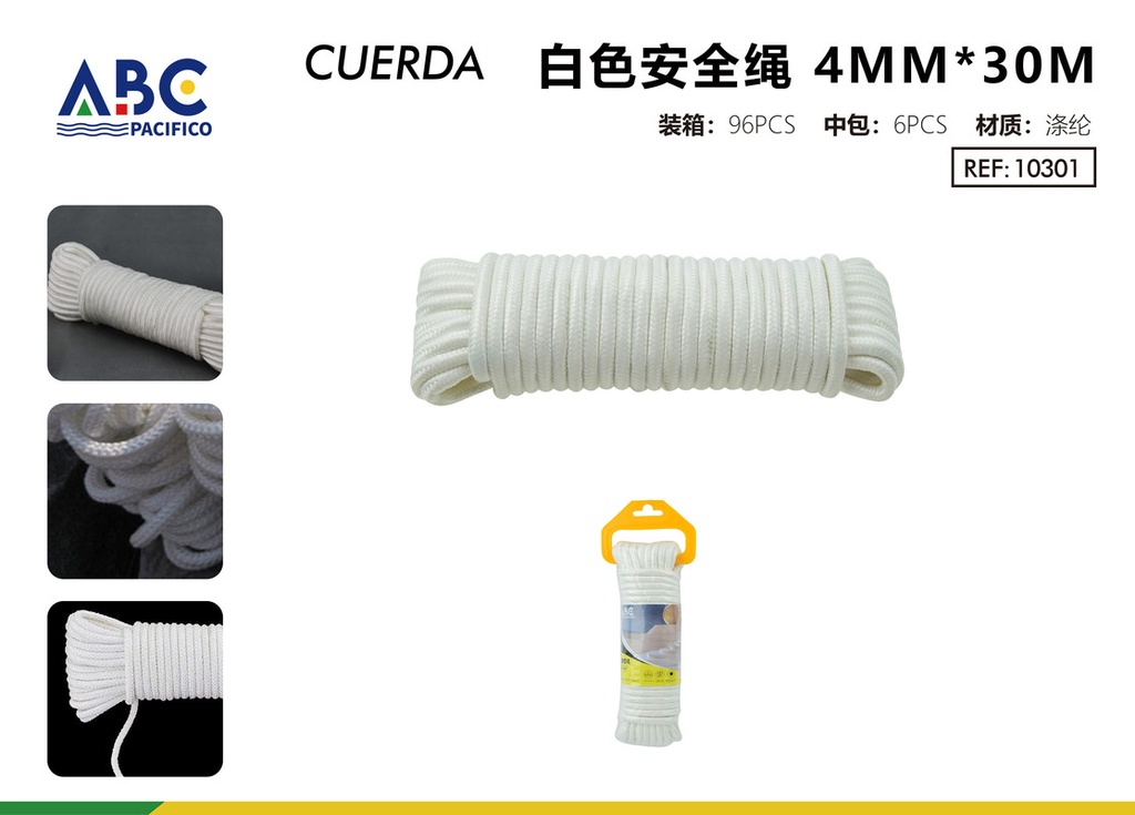 Cuerda de seguridad blanca 4mm*30m