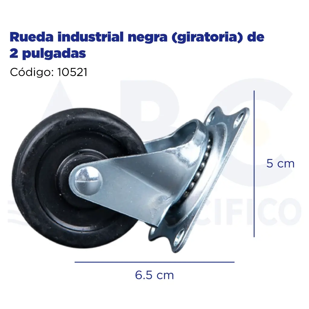 Rueda industrial negra (giratoria) de 2 pulgadas
