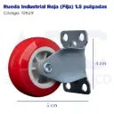 Rueda Industrial Roja (Fija) 1.5 pulgadas