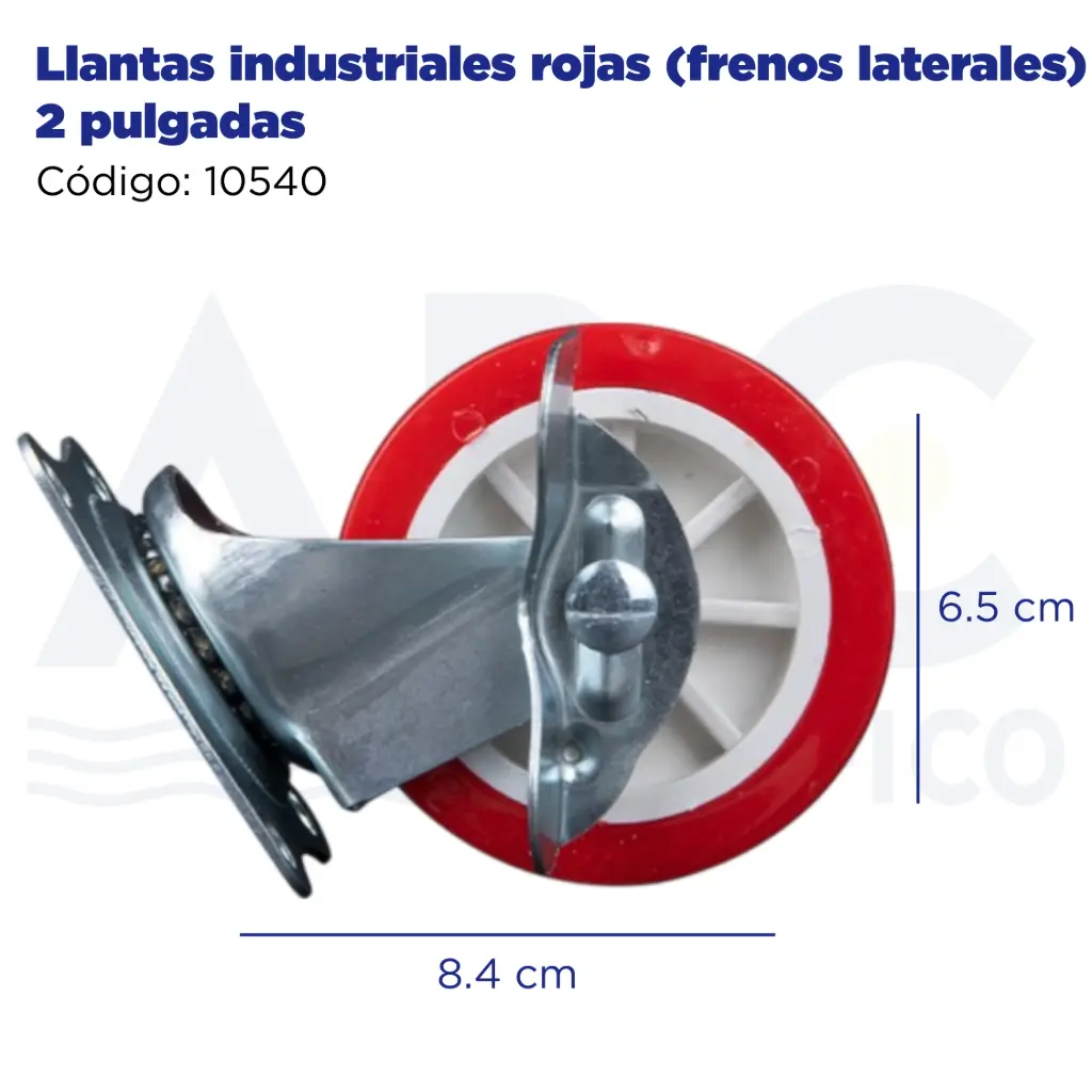 Llantas industriales rojas (frenos laterales) 2.5 pulgadas