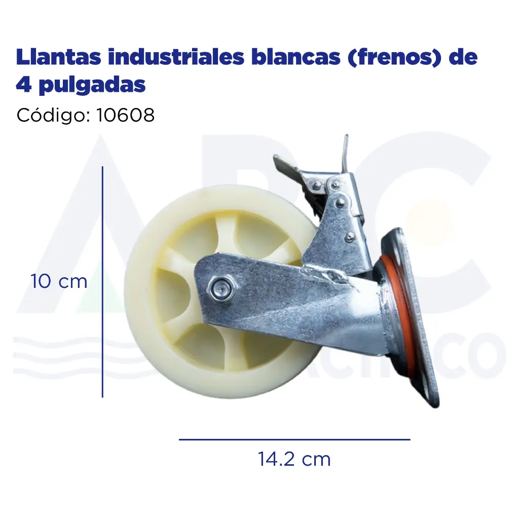 Llantas industriales blancas (frenos) de 4 pulgadas