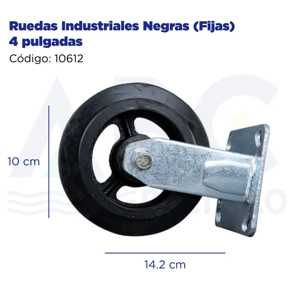 Ruedas Industriales Negras (Fijas) 4 pulgadas