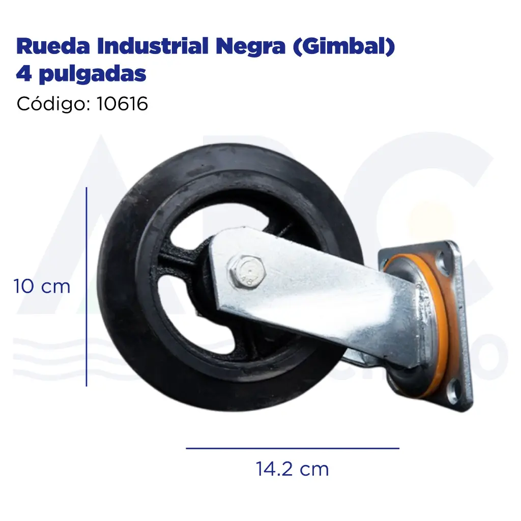 Rueda Industrial Negra (Gimbal) 4 pulgadas