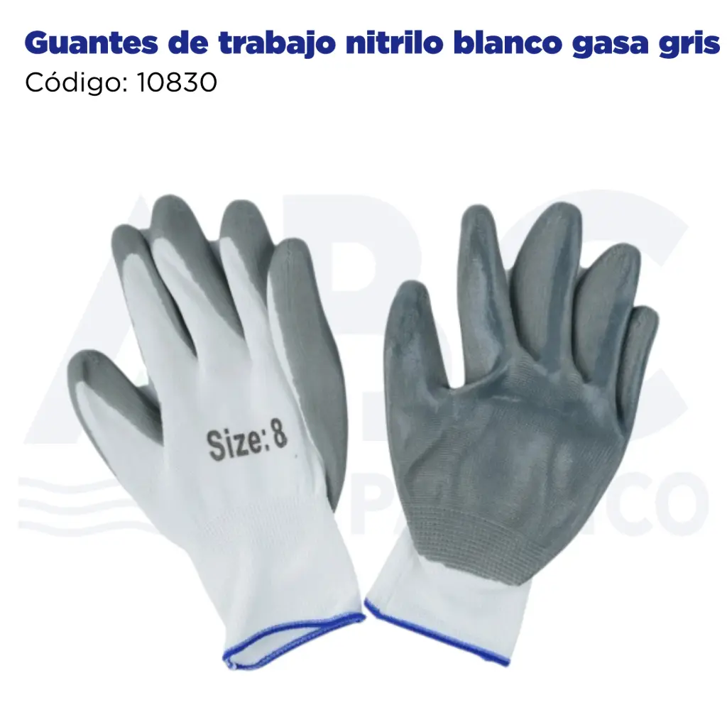 Guantes de trabajo nitrilo blanco gasa gris