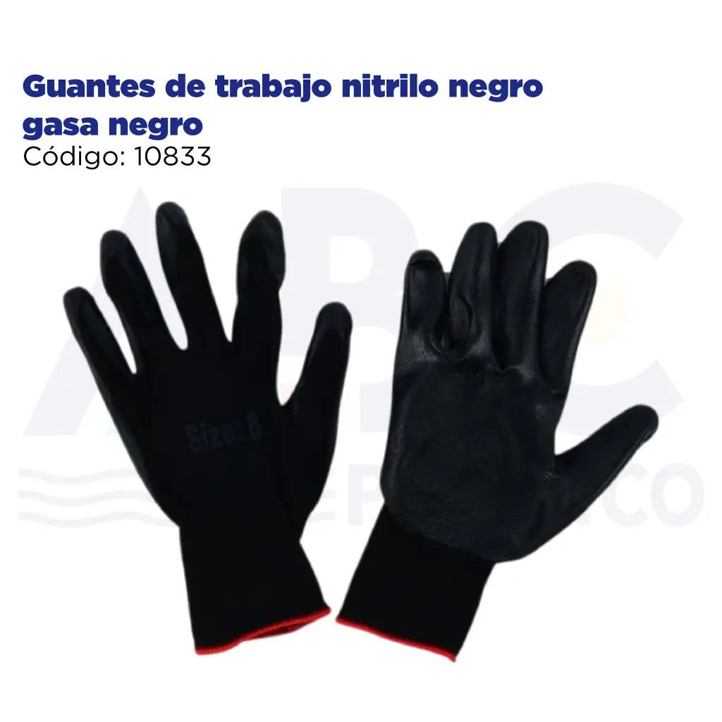 Guantes de trabajo nitrilo negro gasa negro