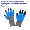 Guantes de trabajo de 13 puntadas semicolgados transpirables más dedo gris azul