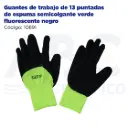 Guantes de trabajo de 13 puntadas de espuma semicolgante verde fluorescente negro