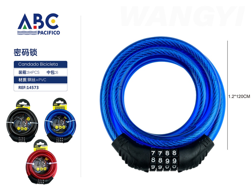 Cable de acero con cubierta de hule con cerradura de combinación 120cn