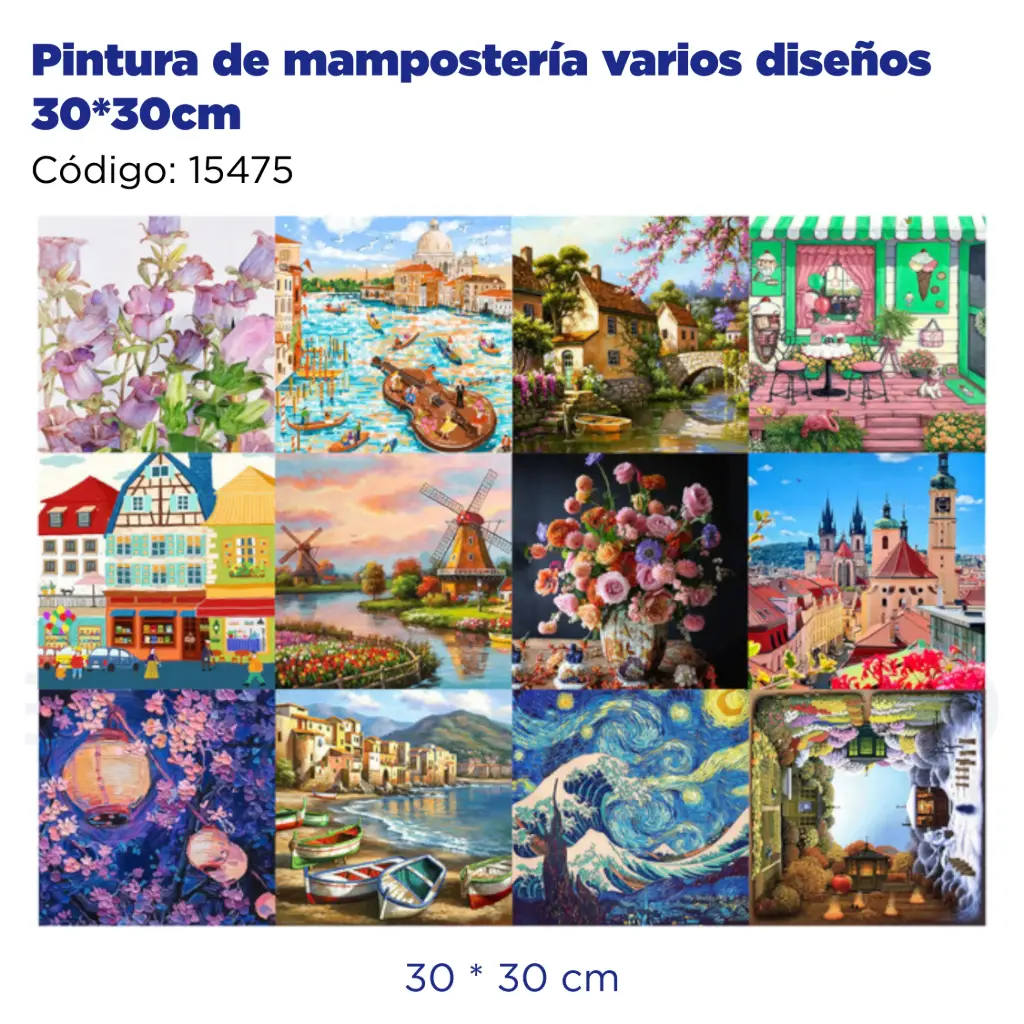 Pintura de mampostería varios diseños 30*30cm