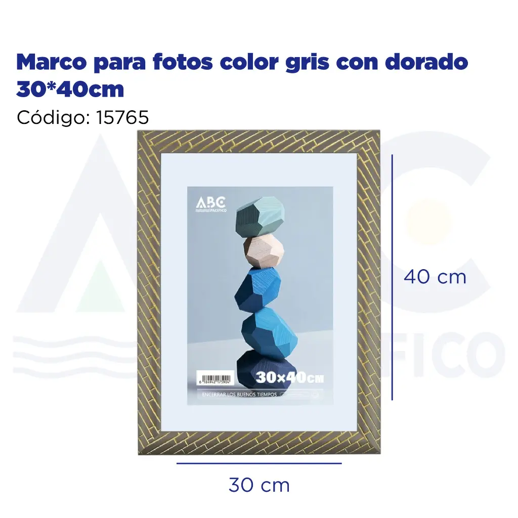 Marco para fotos color gris con dorado 30*40cm