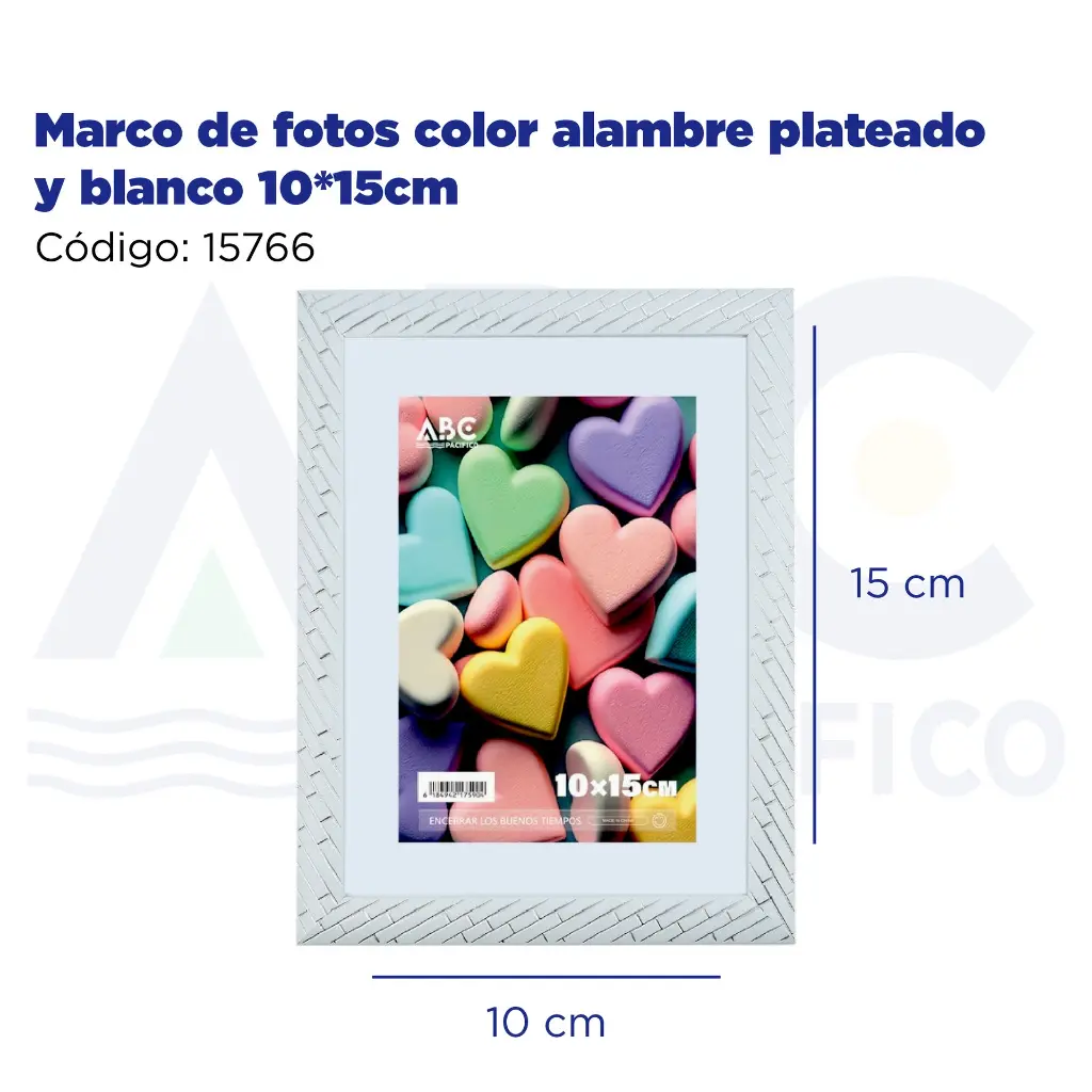 Marco de fotos color alambre plateado y blanco 10*15cm