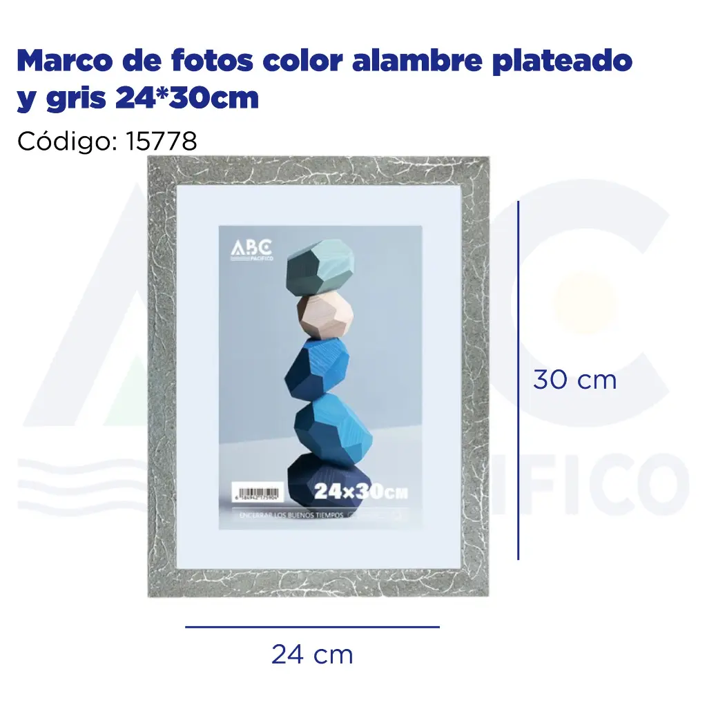 Marco de fotos color alambre plateado y gris 24*30cm