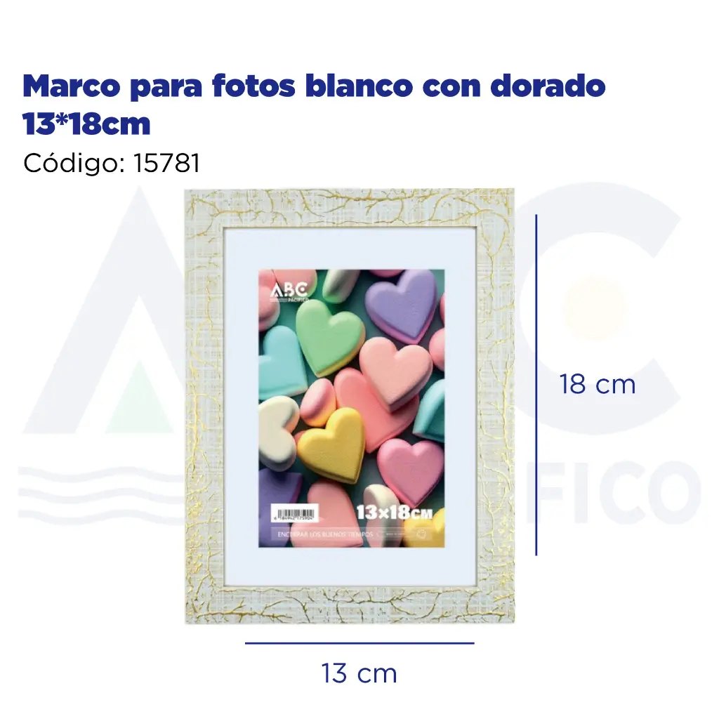 Marco para fotos blanco con dorado 13*18cm