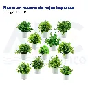 Planta en maceta de hojas impresas