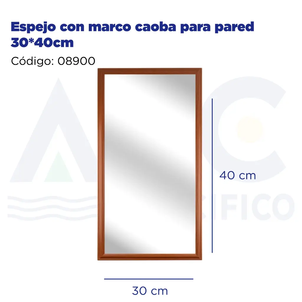 Espejo con marco caoba para pared 30*40cm
