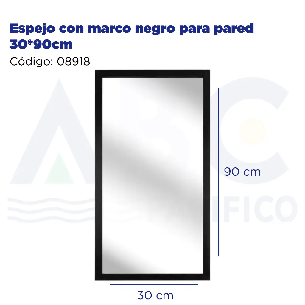 Espejo con marco negro para pared 30*90cm