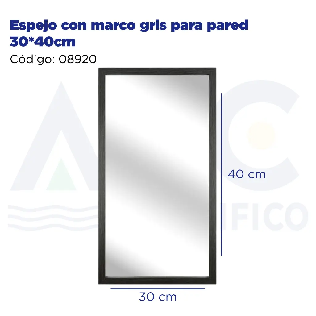 Espejo con marco gris para pared 30*40cm