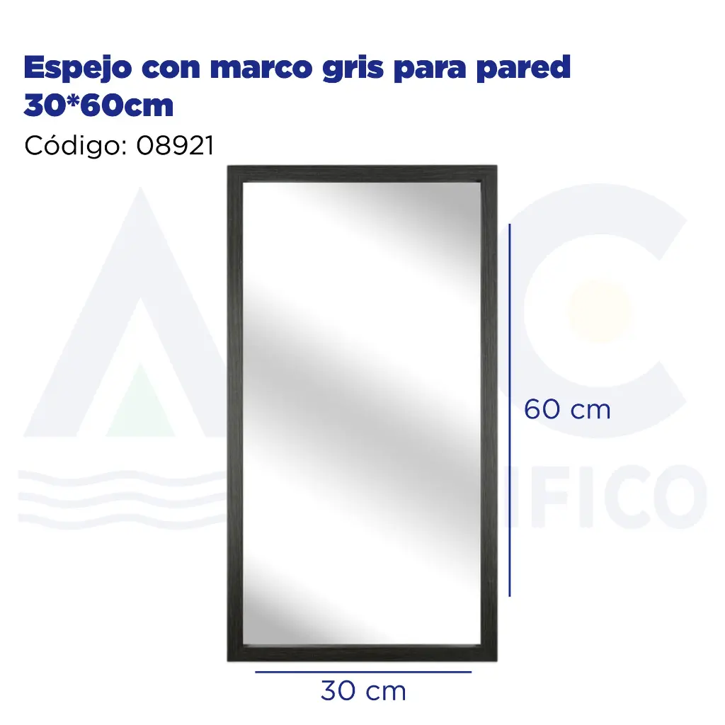 Espejo con marco gris para pared 30*60cm