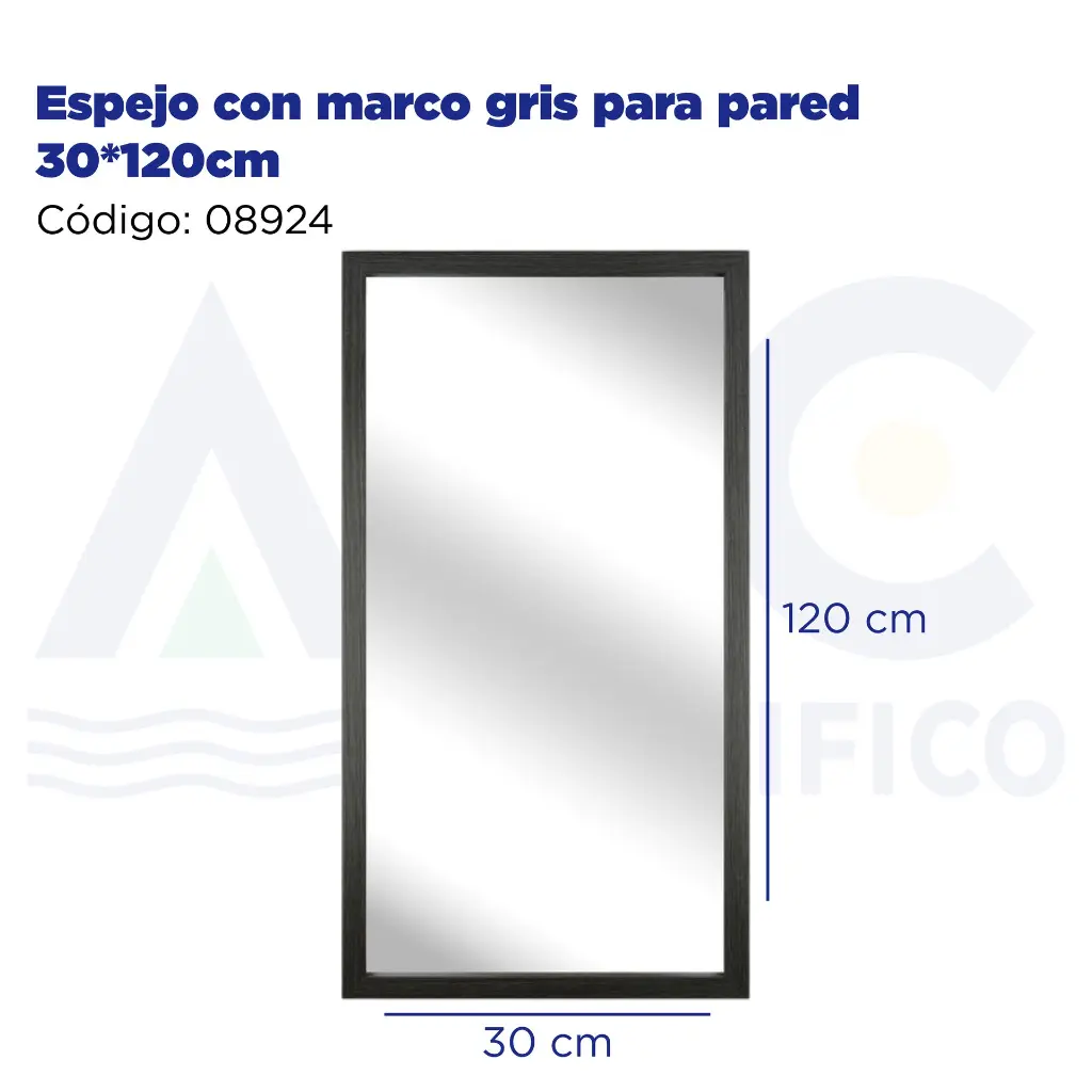 Espejo con marco gris para pared 30*120cm