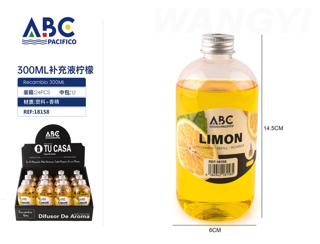 Líquido de recaga para difusores, aroma Limón 300ml