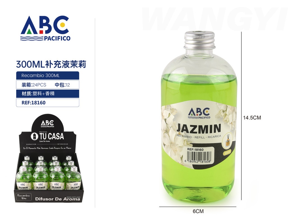 Líquido de recaga para difusores, aroma Jazmin 300ml