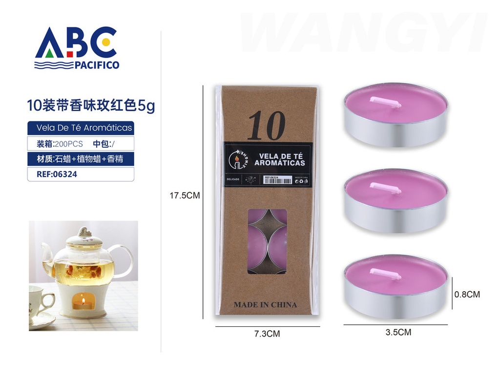 Juego de 10 velas de té