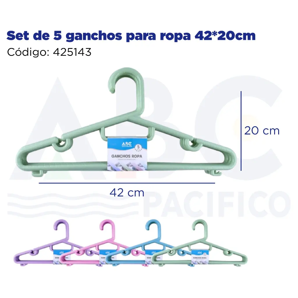 Set de 5 ganchos para ropa 42*20cm