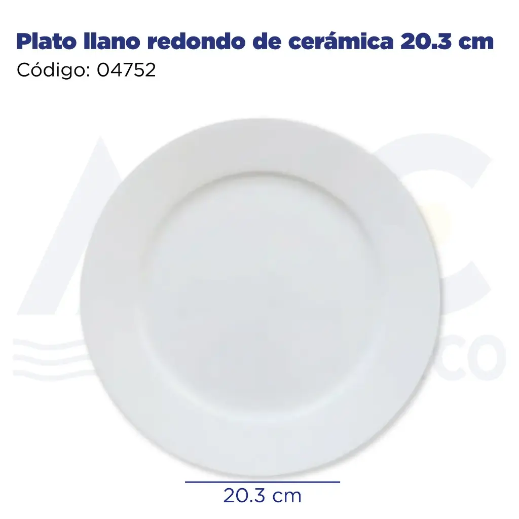 Plato llano redondo de cerámica 20.3cm
