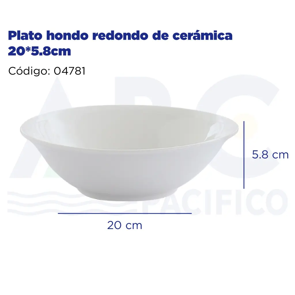 Plato hondo redondo de cerámica 20*5.8cm