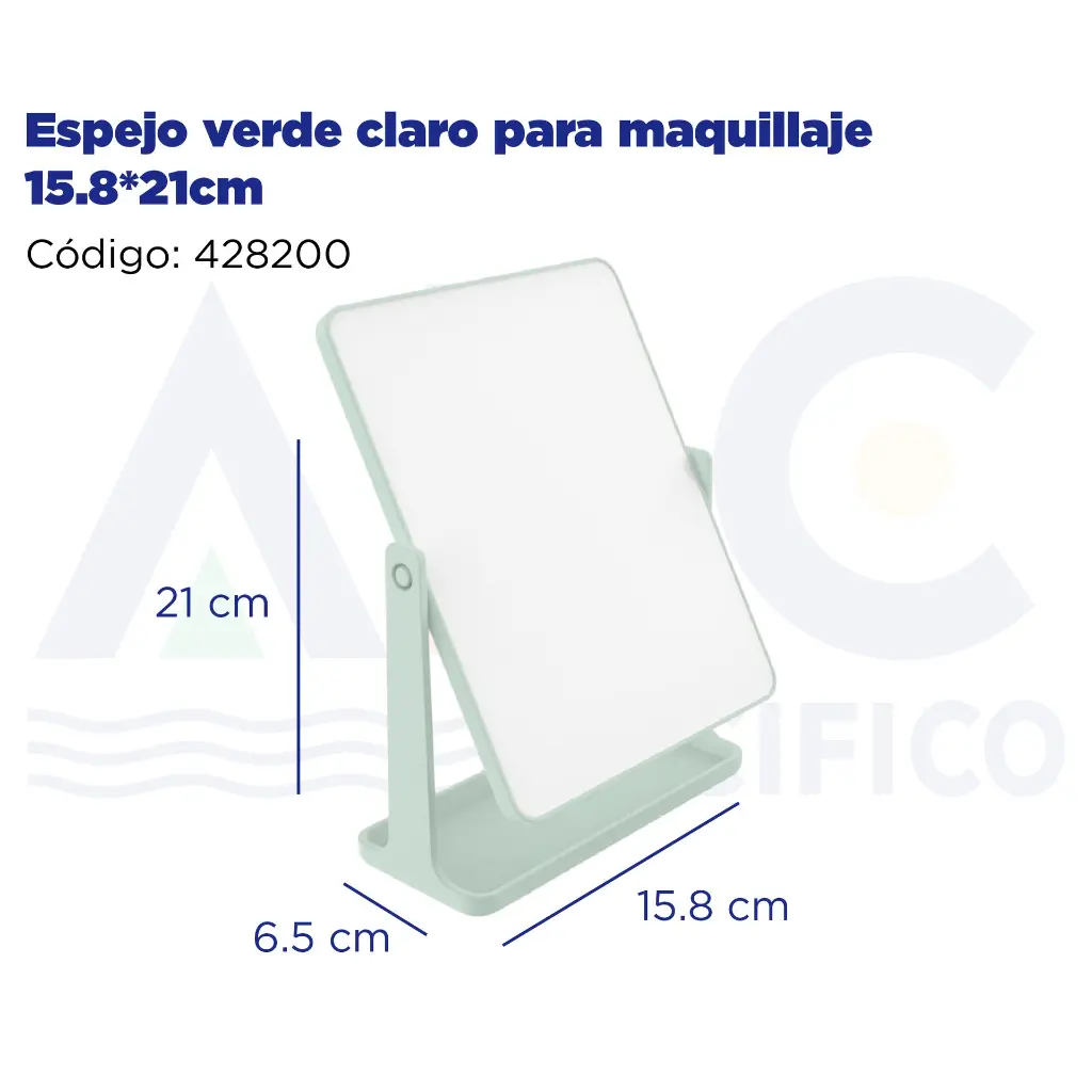 Espejo verde claro para maquillaje 15.8*21cm