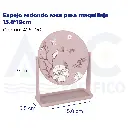 Espejo redondo rosa para maquillaje 15.8*19cm
