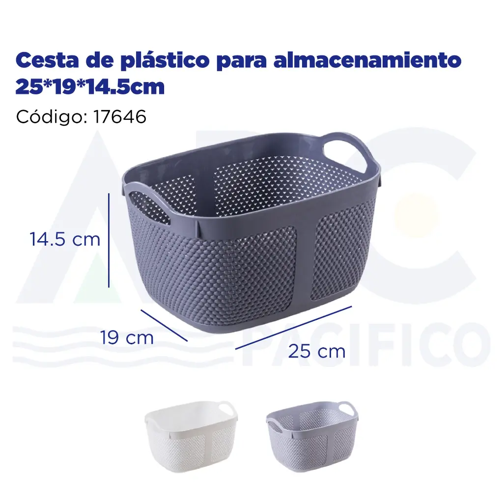 Cesta de plástico para almacenamiento 25*19*14.5cm