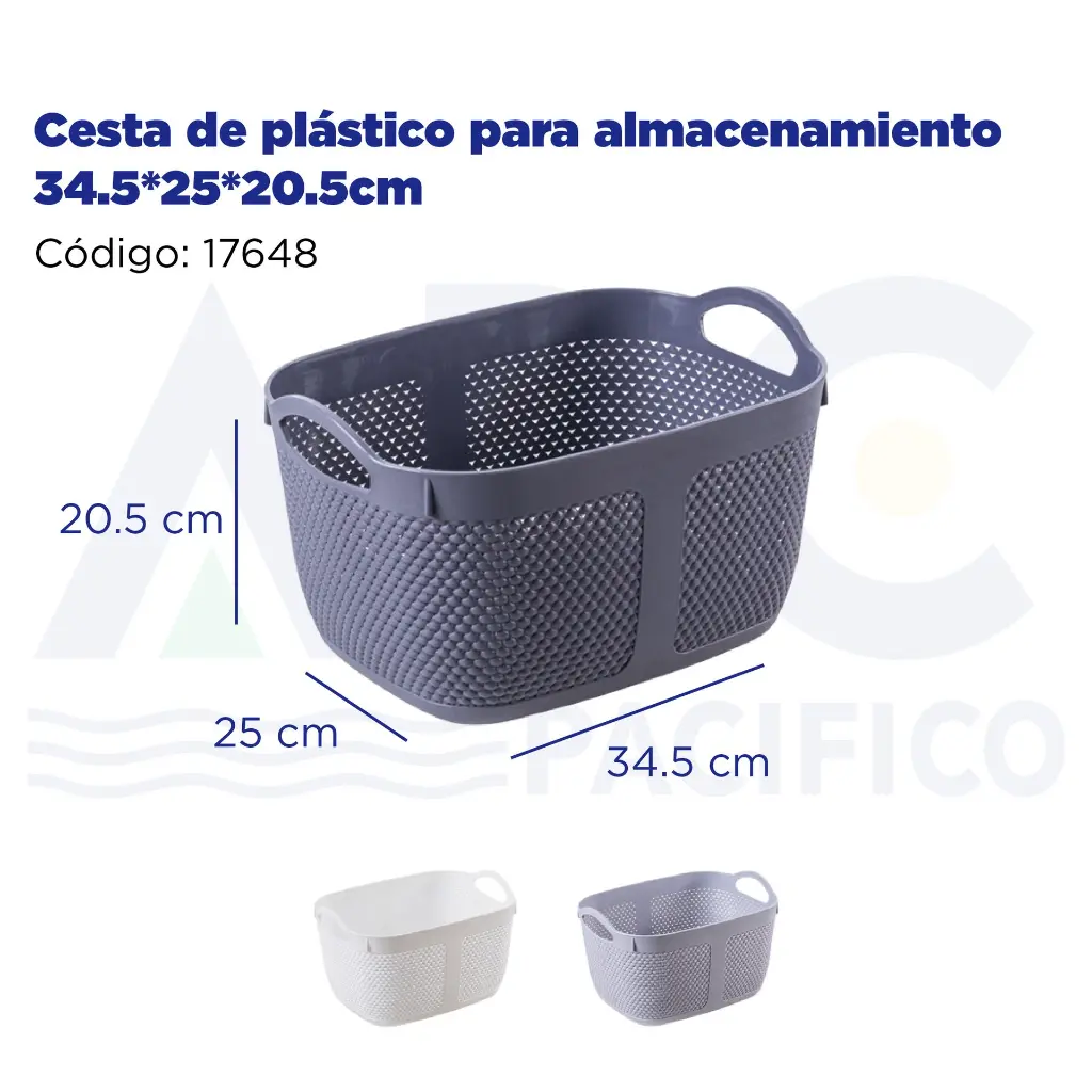 Cesta de plástico para almacenamiento 34.5*25*20.5cm