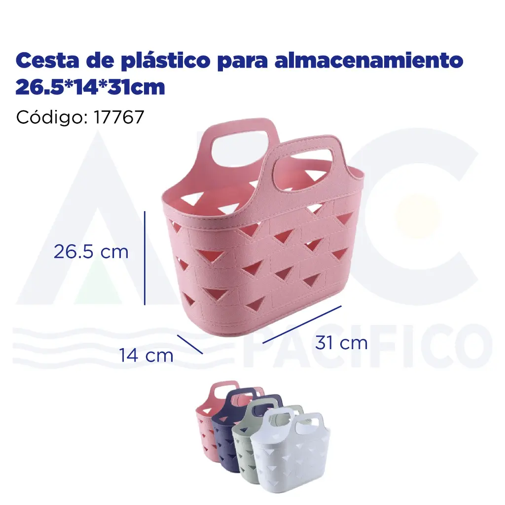 Cesta de plástico para almacenamiento 26.5*14*31cm