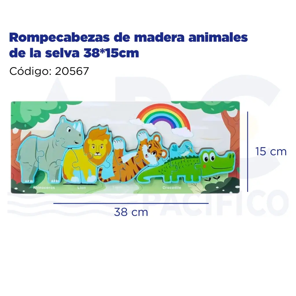 Rompecabezas de madera animales de la selva 38*15cm