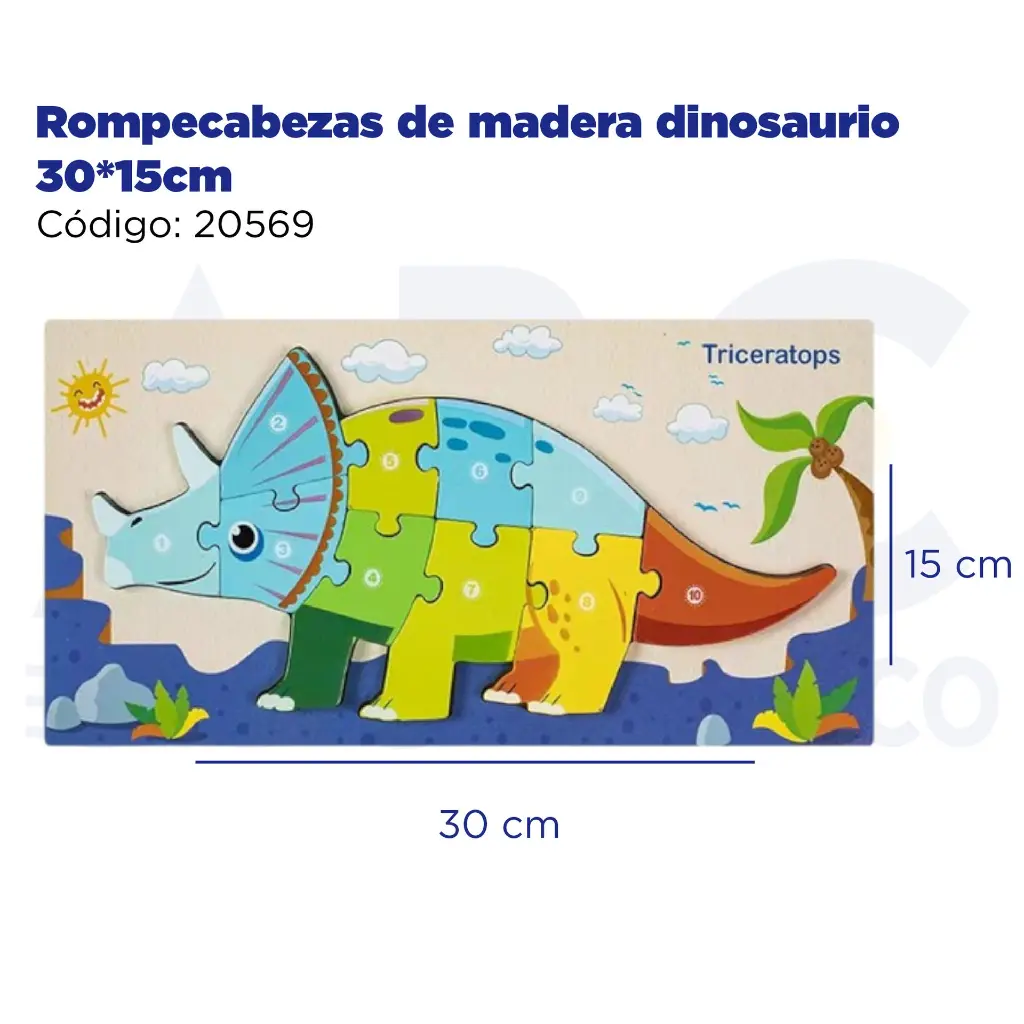 Rompecabezas de madera dinosaurio 30*15cm