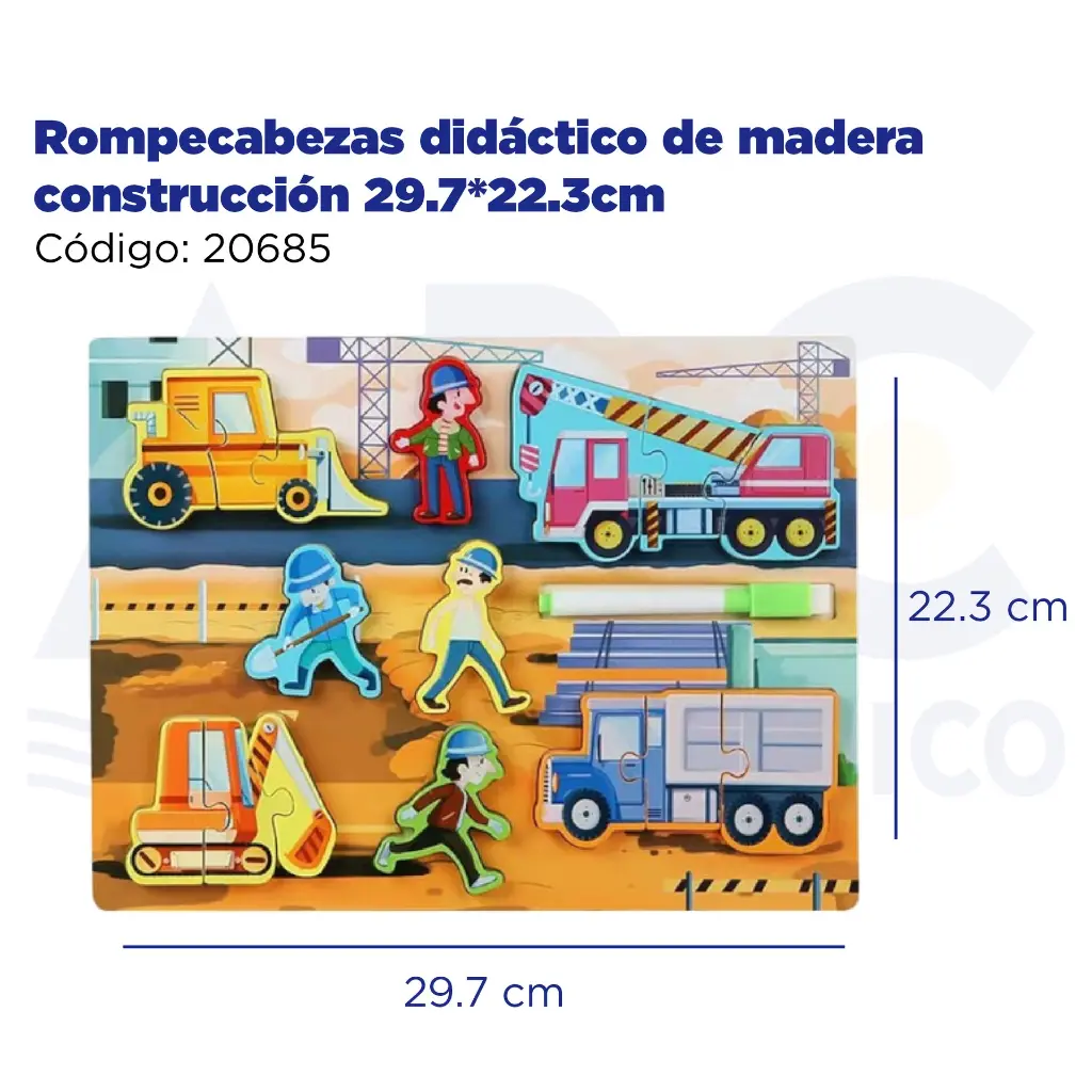 Rompecabezas didáctico de madera construcción 29.7*22.3cm
