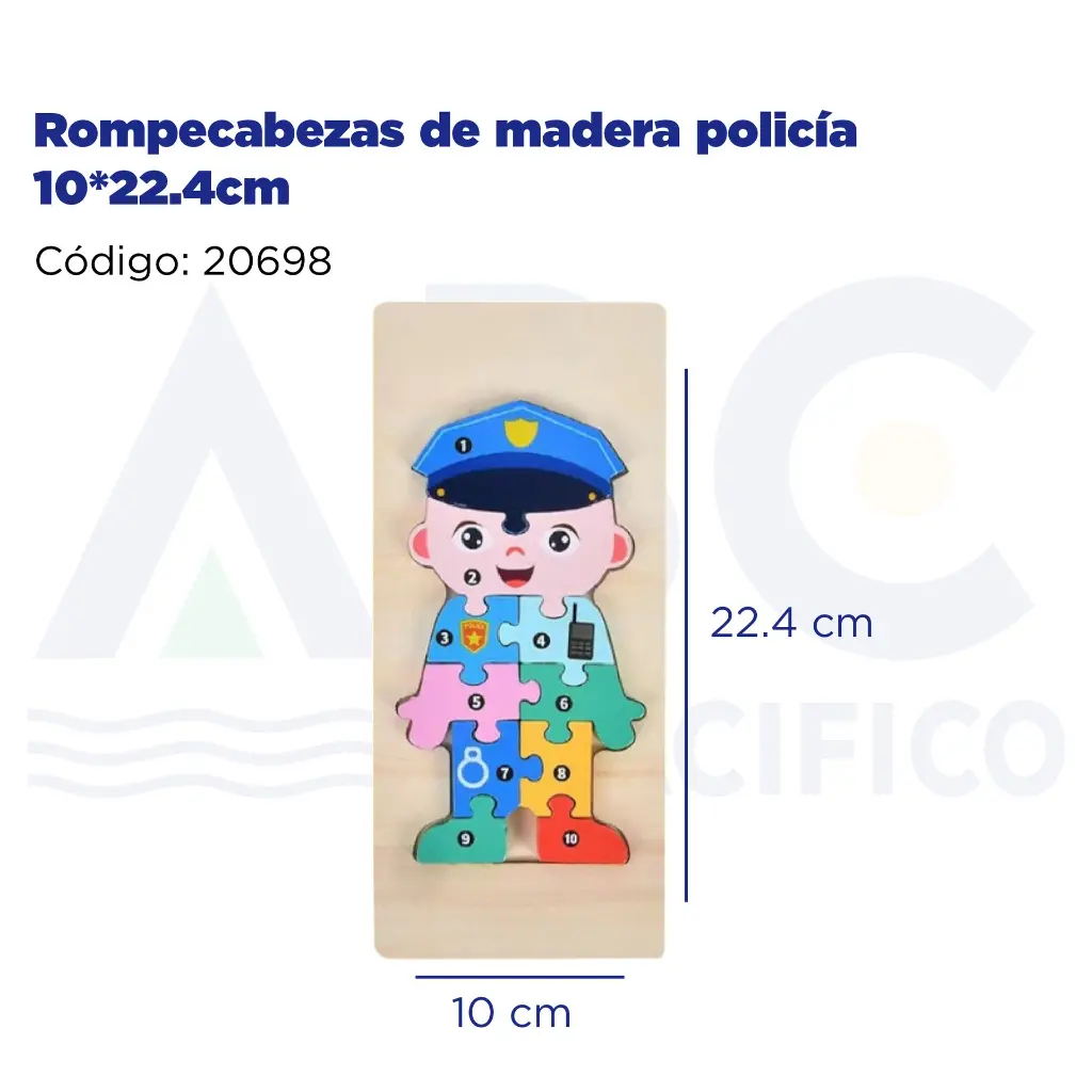 Rompecabezas de madera policía 10*22.4cm